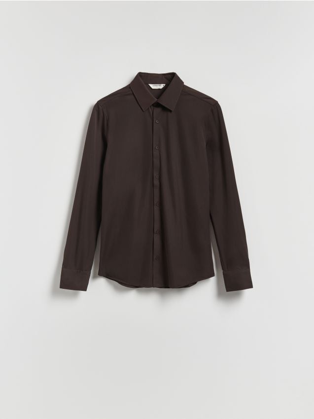 Reserved - Gładka koszula super slim fit - brązowy