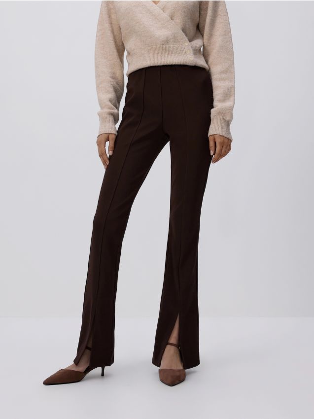 Reserved - Legginsy z rozcięciami - ciemnobrązowy