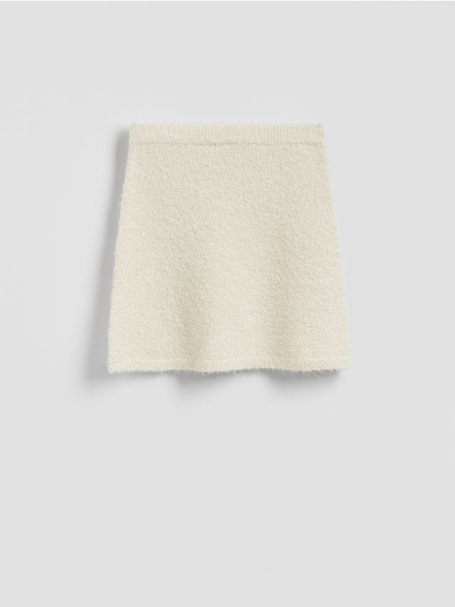 Reserved - Dzianinowa spódnica mini - kremowy