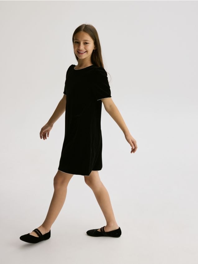 Reserved - Welurowa sukienka - czarny