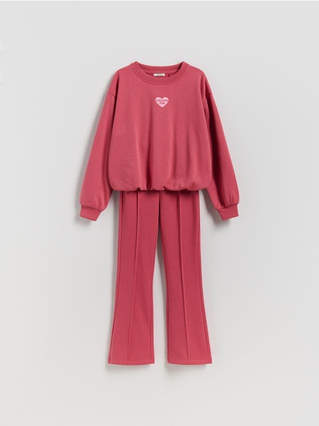 Reserved - Dzianinowy komplet z bawełną - różowy