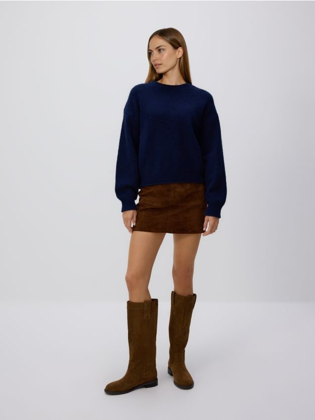 Reserved - Sweter z dodatkiem wełny - granatowy