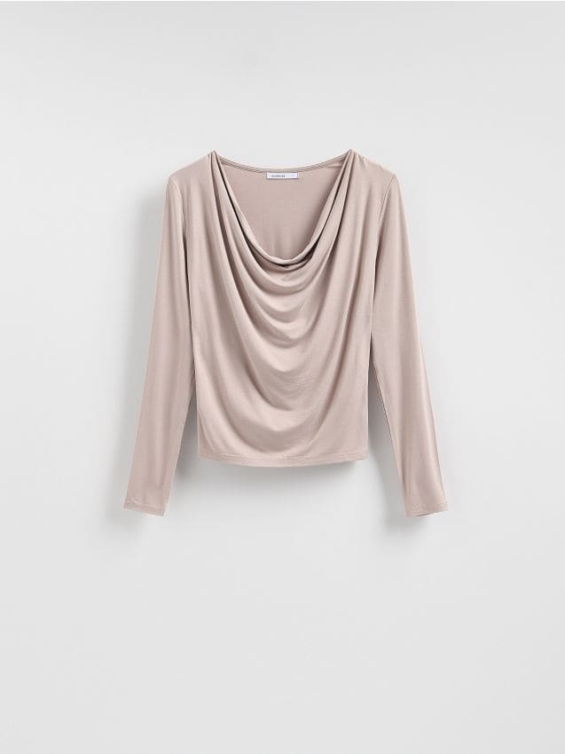 Reserved - Bluzka z wiskozą - beżowy