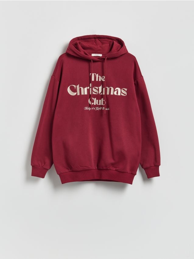 Reserved - Bluza ze świątcznym napisem - bordowy