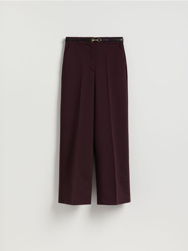 Reserved - Spodnie z paskiem - ciemnofioletowy