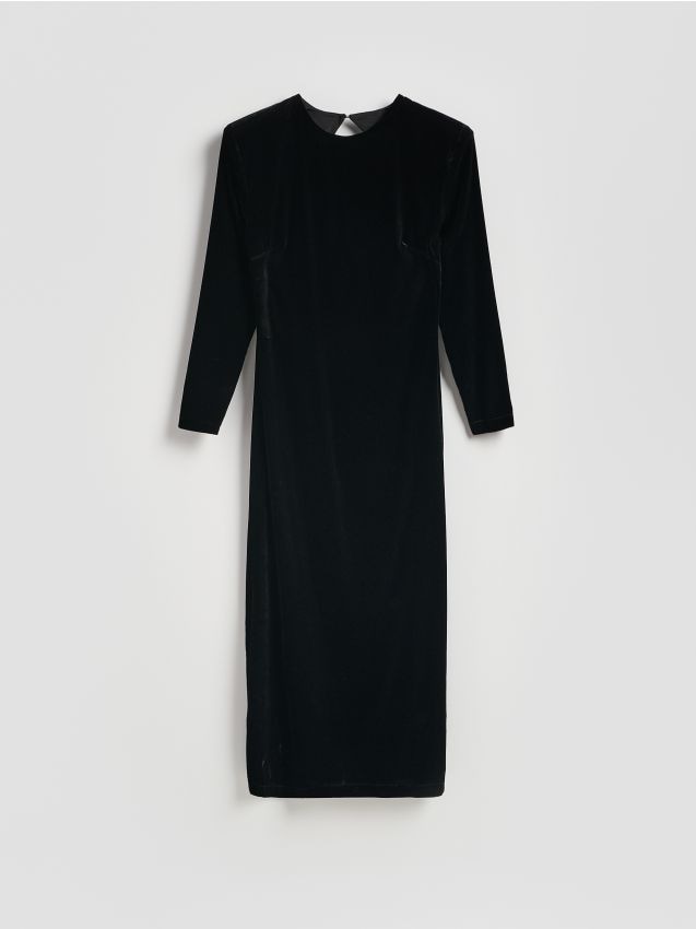 Reserved - Welurowa sukienka - czarny