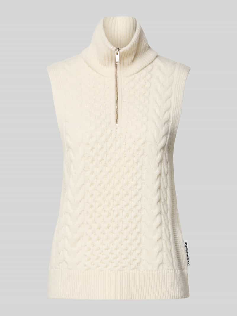 Bezrękawnik o kroju relaxed fit z mieszanki czystej wełny model ‘OLAIAAS CABLE’