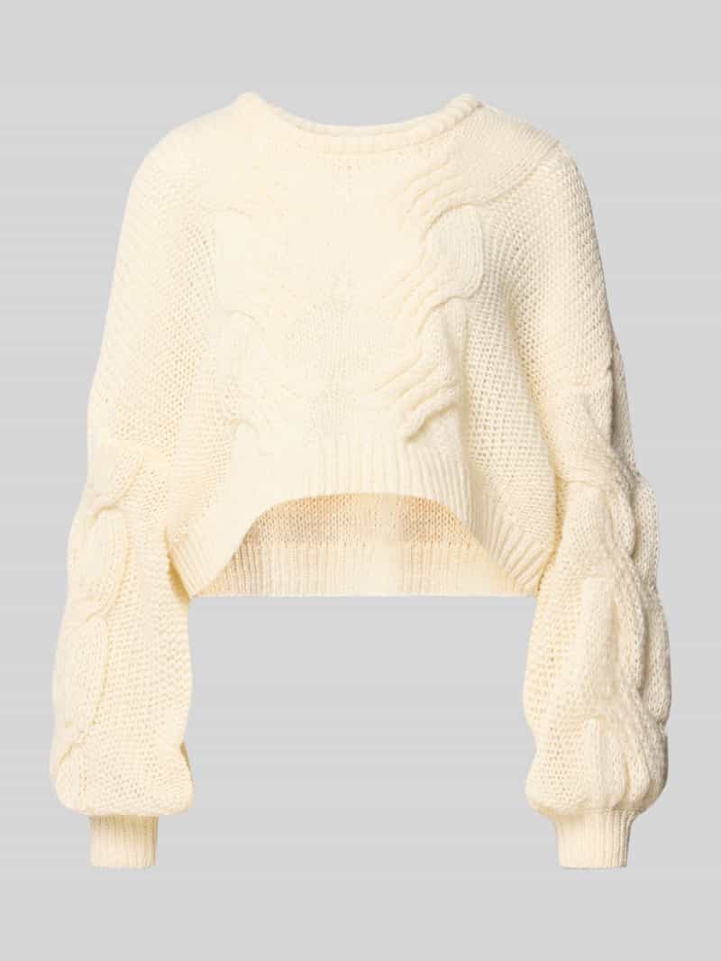 Sweter z dzianiny krótki z prążkowanymi wykończeniami model ‘LOES’