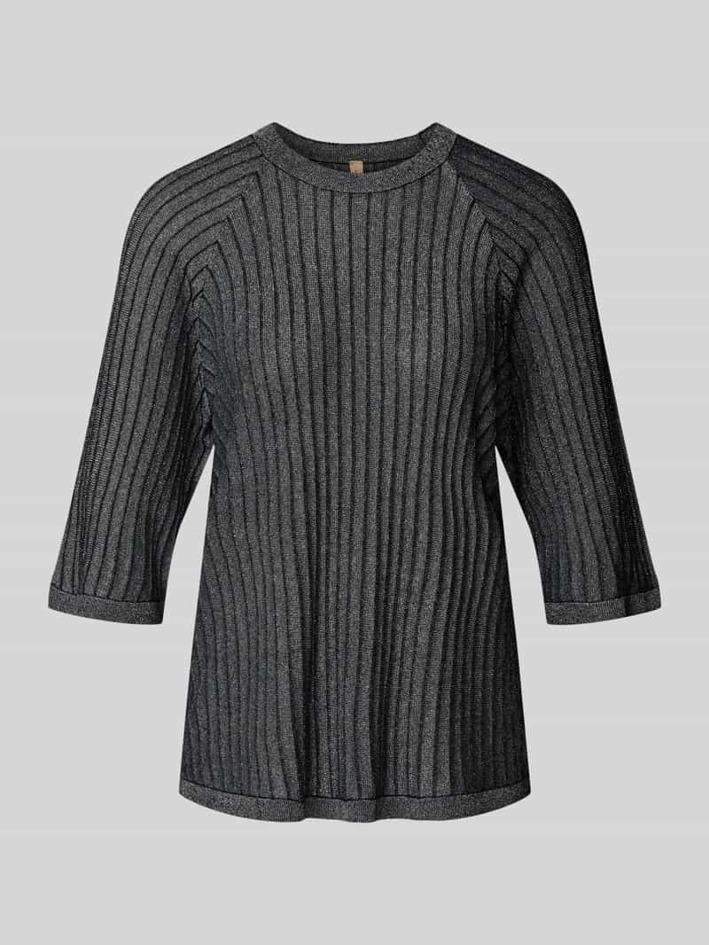 Sweter z dzianiny z prążkowanymi wykończeniami model ‘VIOLETTA’