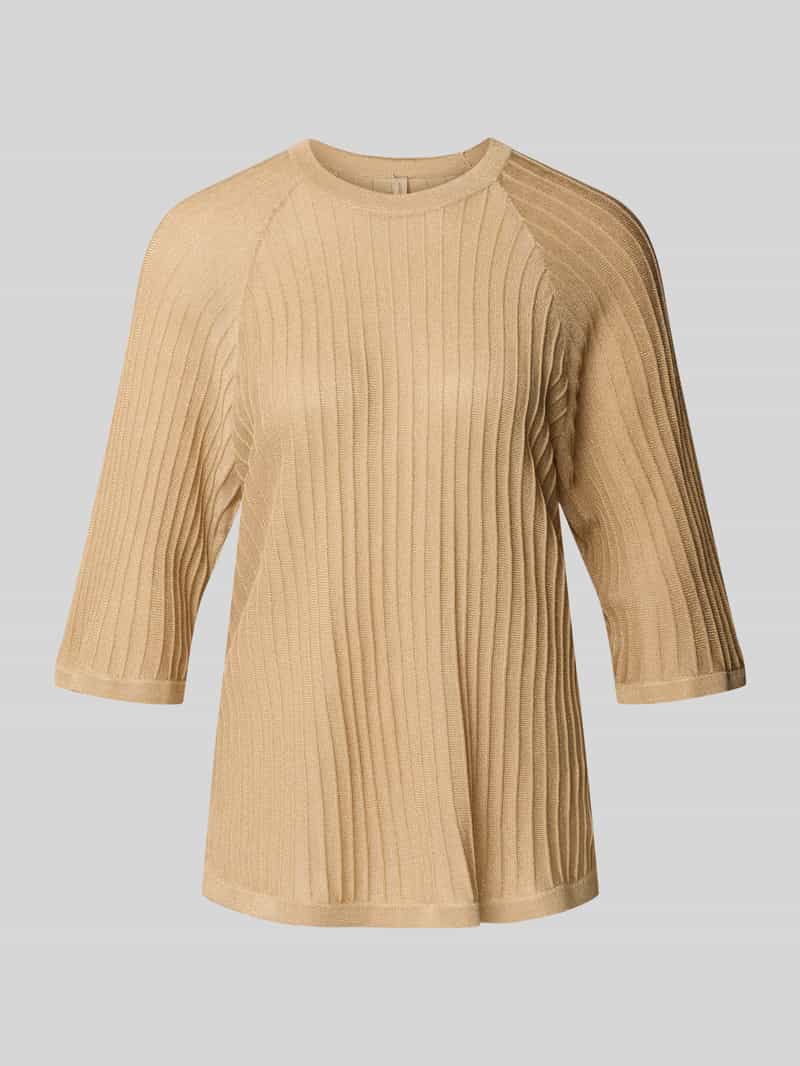 Sweter z dzianiny z prążkowanymi wykończeniami model ‘VIOLETTA’