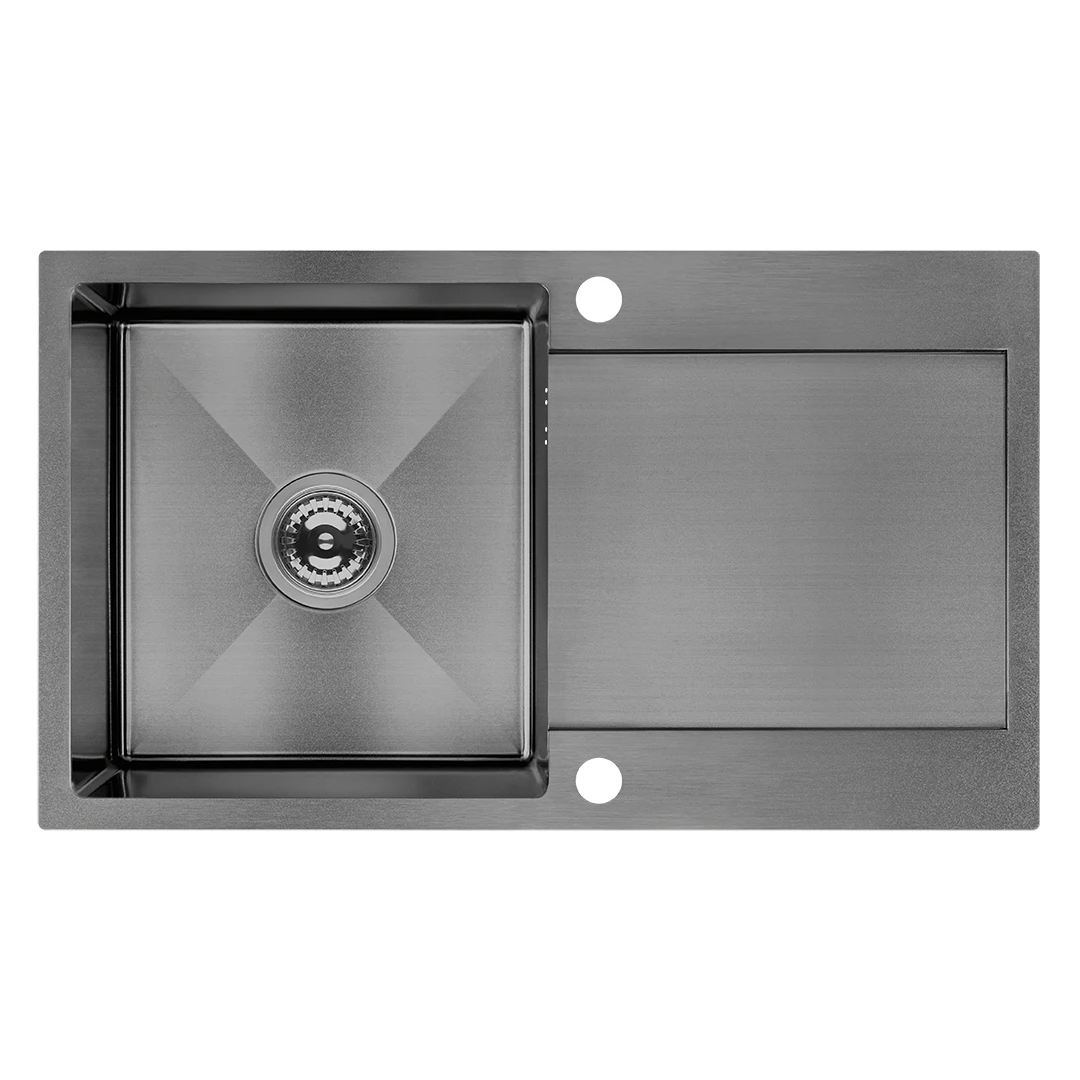 Laveo Marmara Zlewozmywak stalowy jednokomorowy 76x44 cm grafit SAM511T
