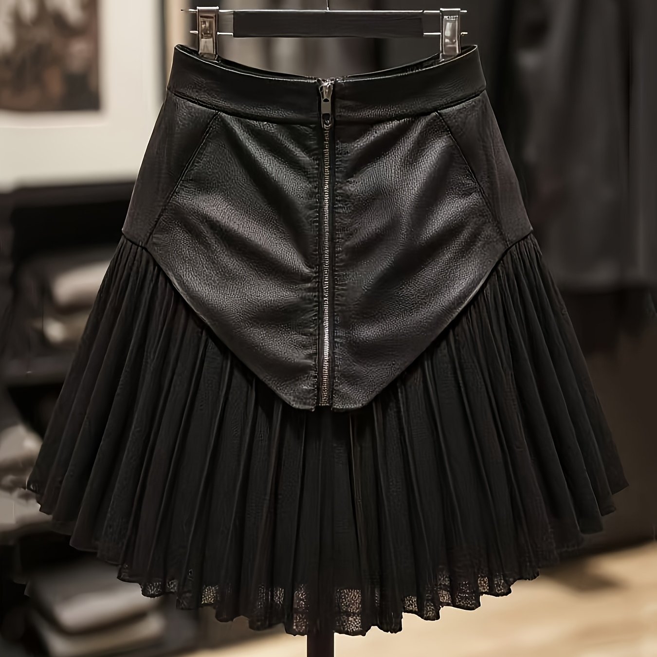 TEMU Elegancka damska czarna plisowana spódnica z wysokim stanem - seksowna spódnica krótka w kształcie litery A z kieszeniami, luźny krój, na każdą