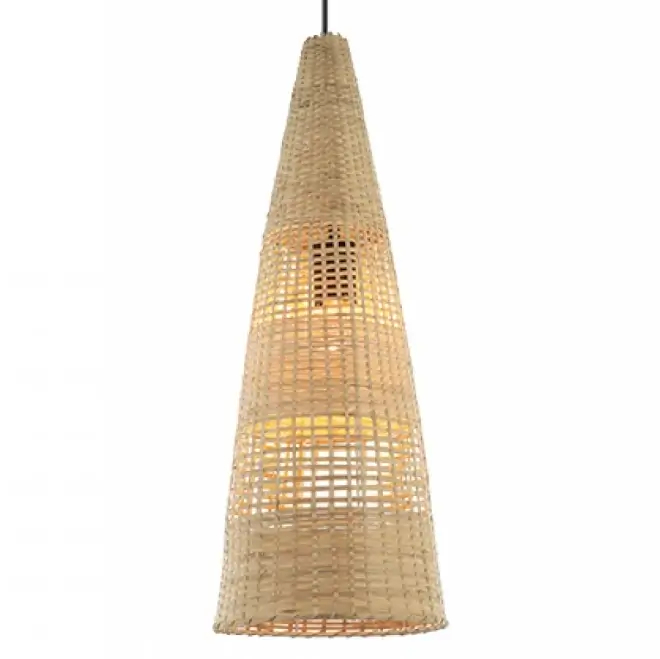 Stożkowa wisząca lampa 20154 bambusowa tuba sznurkowa brązowy