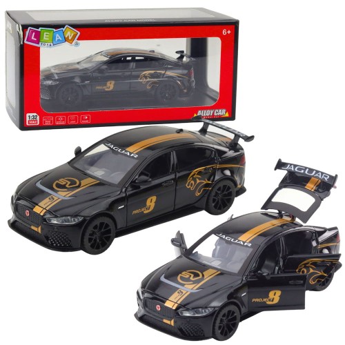 Samochód Sportowy Metalowy Napęd Pull-Back Światła Dźwięki Czarny 1:32