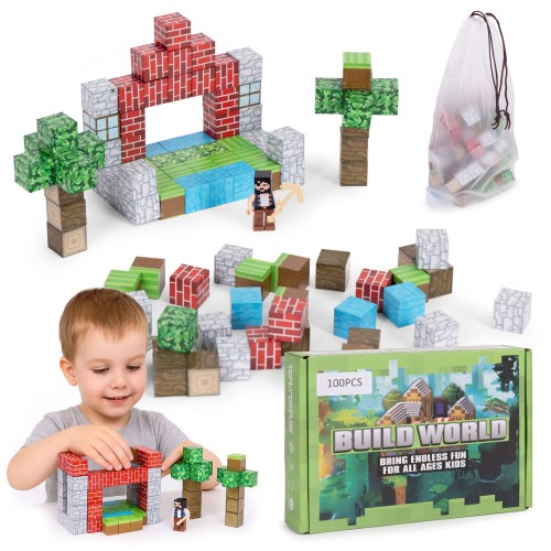 Klocki magnetyczne konstrukcyjne zestaw dla dzieci 100 elementów sześciany