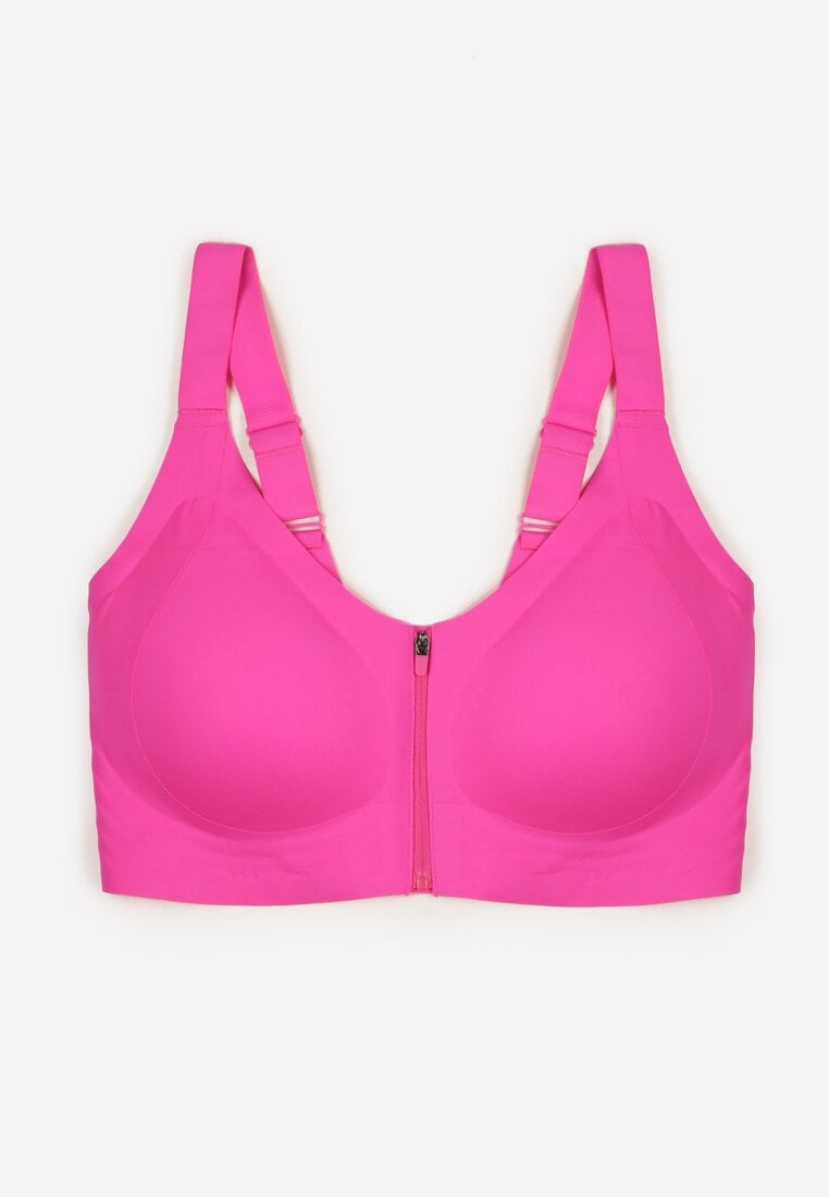 Fuksjowy Sportowy Biustonosz z Suwakiem z Przodu Eziline
