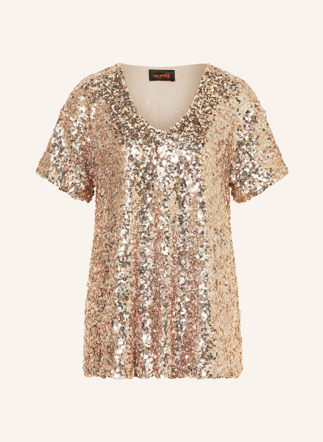 Miss Goodlife Bluzka Z Cekinami beige