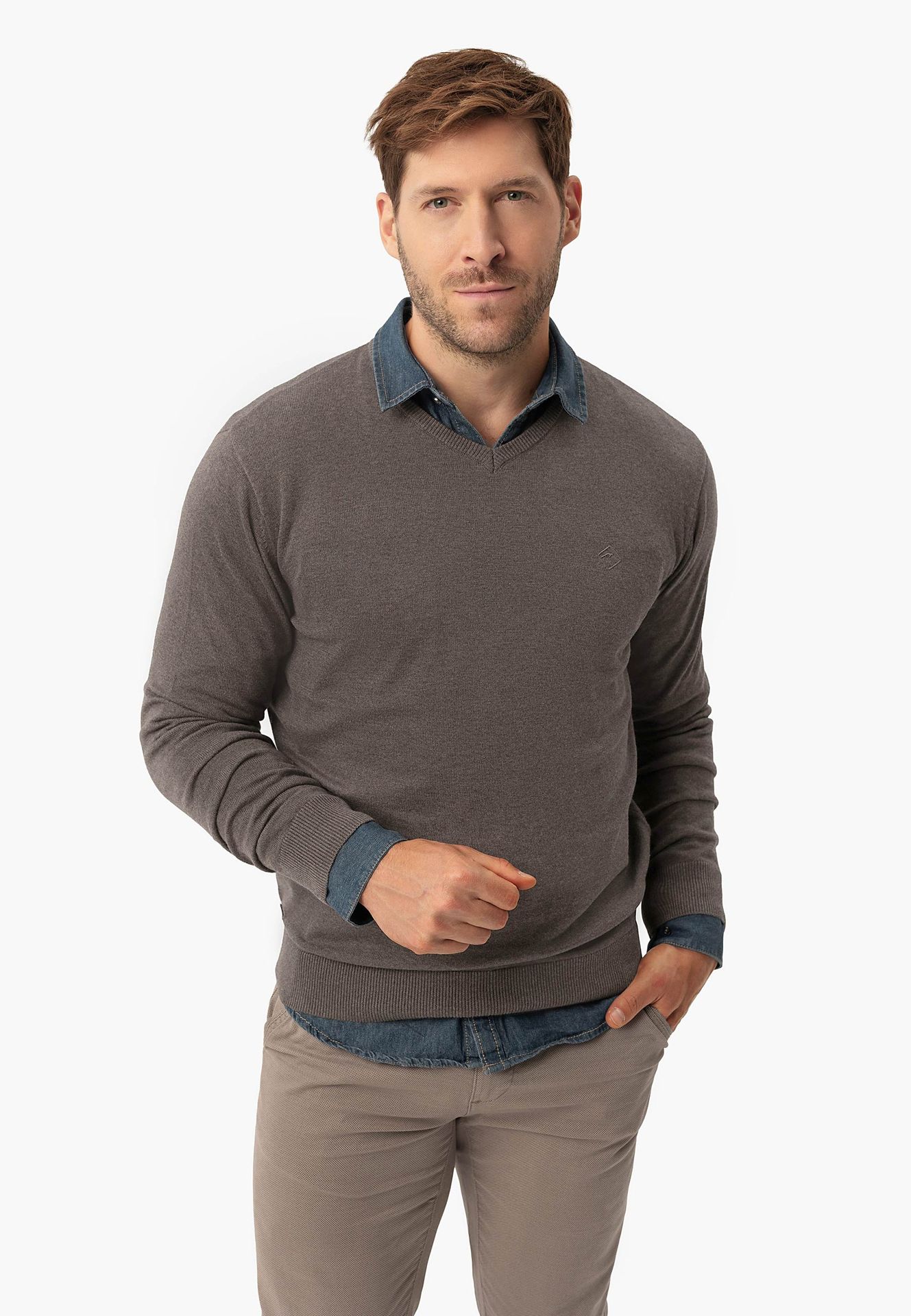 Sweter z dekoltem w serek S-STIG