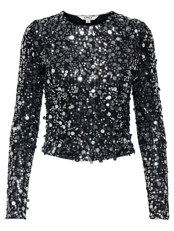 ONLY Bluzka Catina 15358382 Czarny Slim Fit