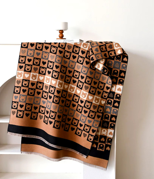 Szalik Damski ciepły zimowy beżowy czarny modny
