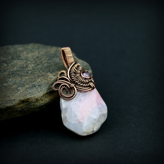 Wisiorek wire wrapping z agatem