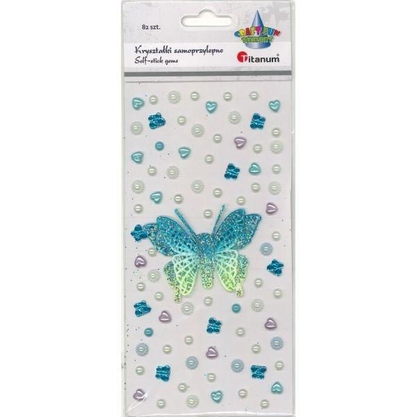 Kryształki samoprzylepne motyl 3d 75x60mm 82 szt