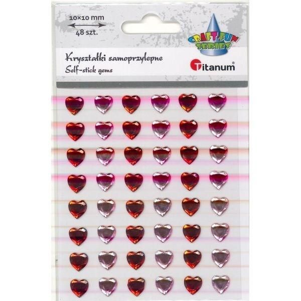Kryształki samoprzylepne serca 10x10mm 48 szt