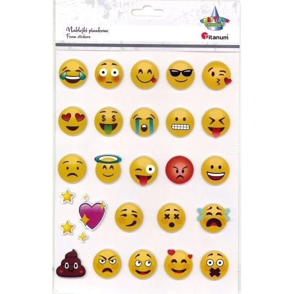 Naklejki 3d papierowe na piance emotki 28mm 28 szt