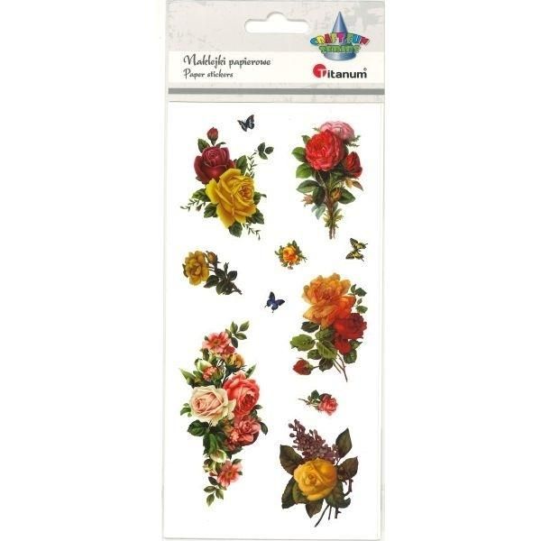 Naklejki papierowe róże 11 szt