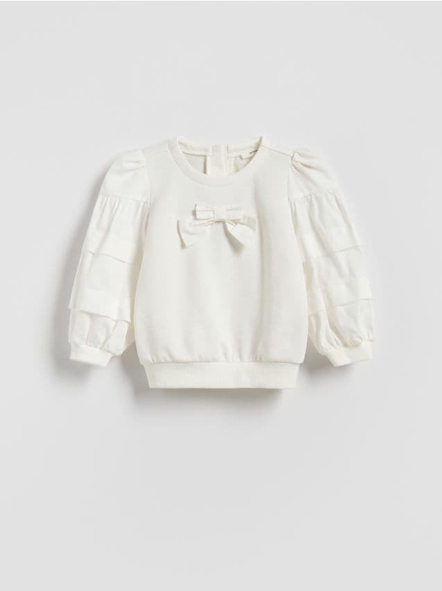 Reserved - Bluza z bufiastymi rękawami - złamana biel