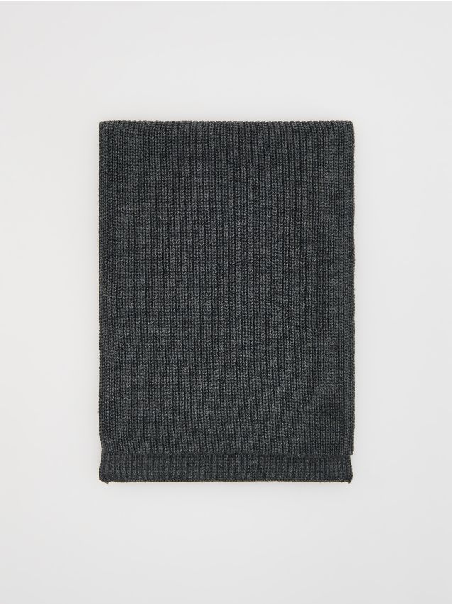 Reserved - Dzianinowy szalik - ciemnoszary