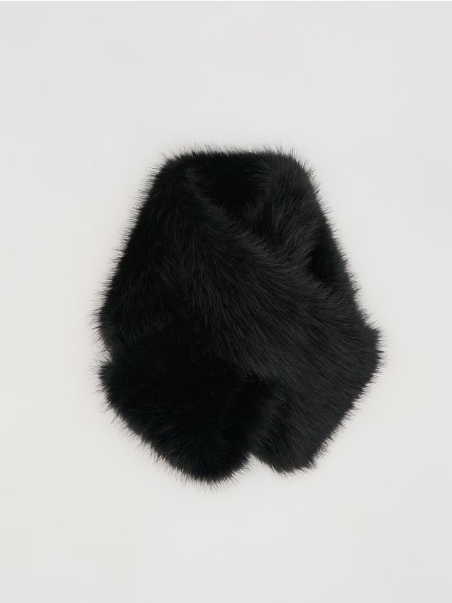 Reserved - Szalik ze sztucznego futra - czarny