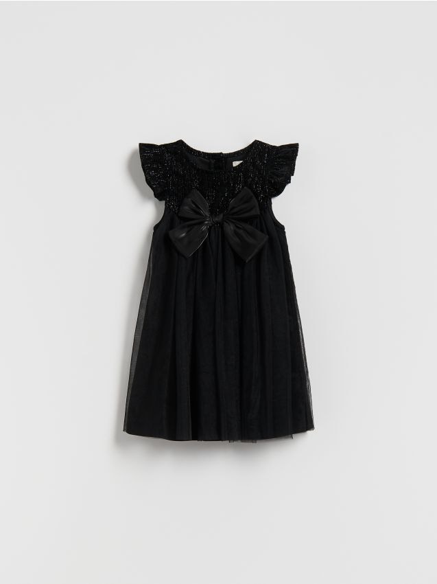 Reserved - Sukienka z kokardą - czarny