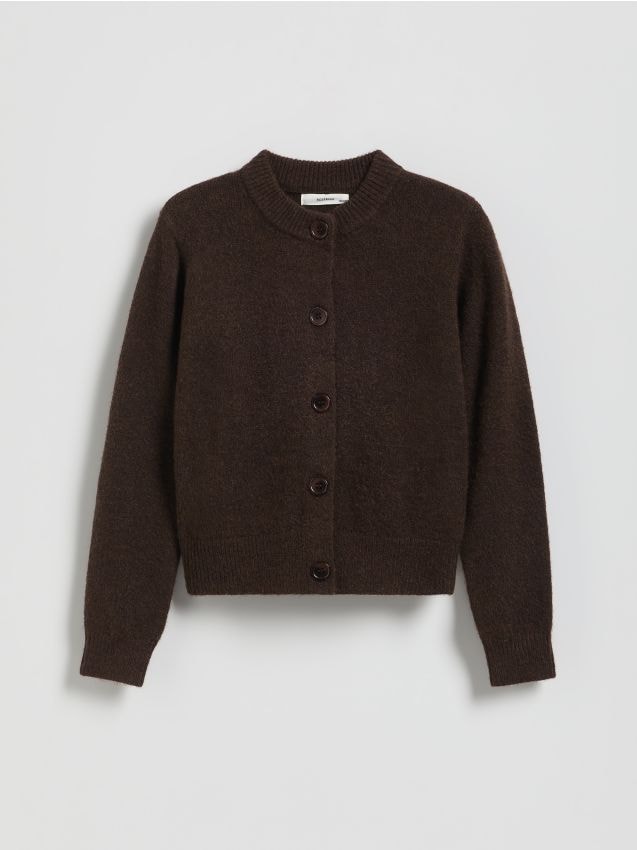 Reserved - Kardigan z domieszką wełny - brązowy