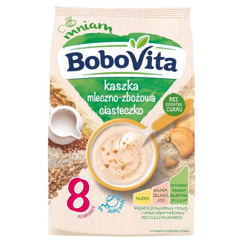 BoboVita Kaszka mleczno-zbożowa ciasteczko po 8 miesiącu, 210 g -> Wysyłka 3,99 - odbiór w Żabce