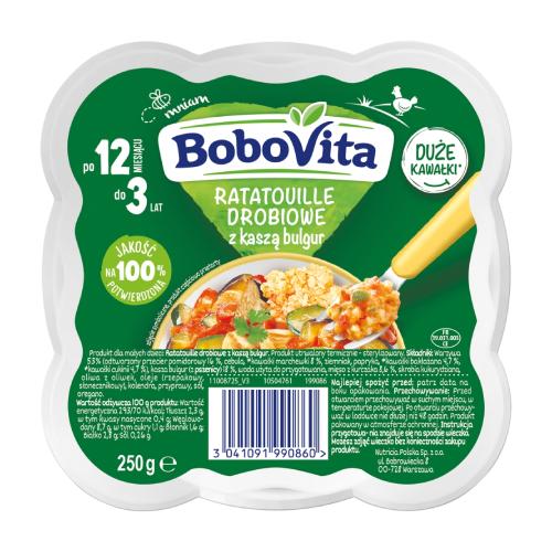 BoboVita Ratatouille drobiowe z kaszą bulgur po 12 miesiącu, 250 g -> Wysyłka 3,99 - odbiór w Żabce
