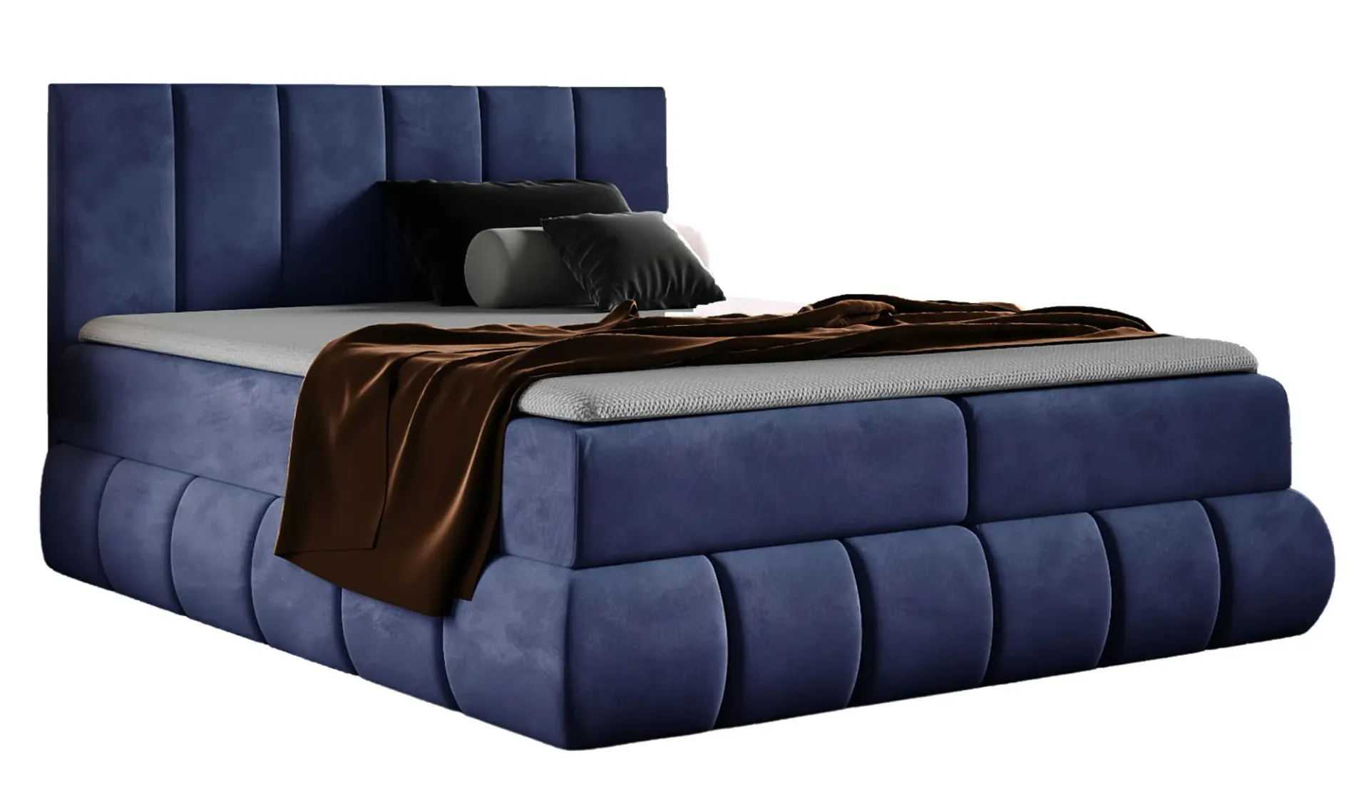 Granatowe łóżko kontynentalne 5 rozmiarów H8-E51