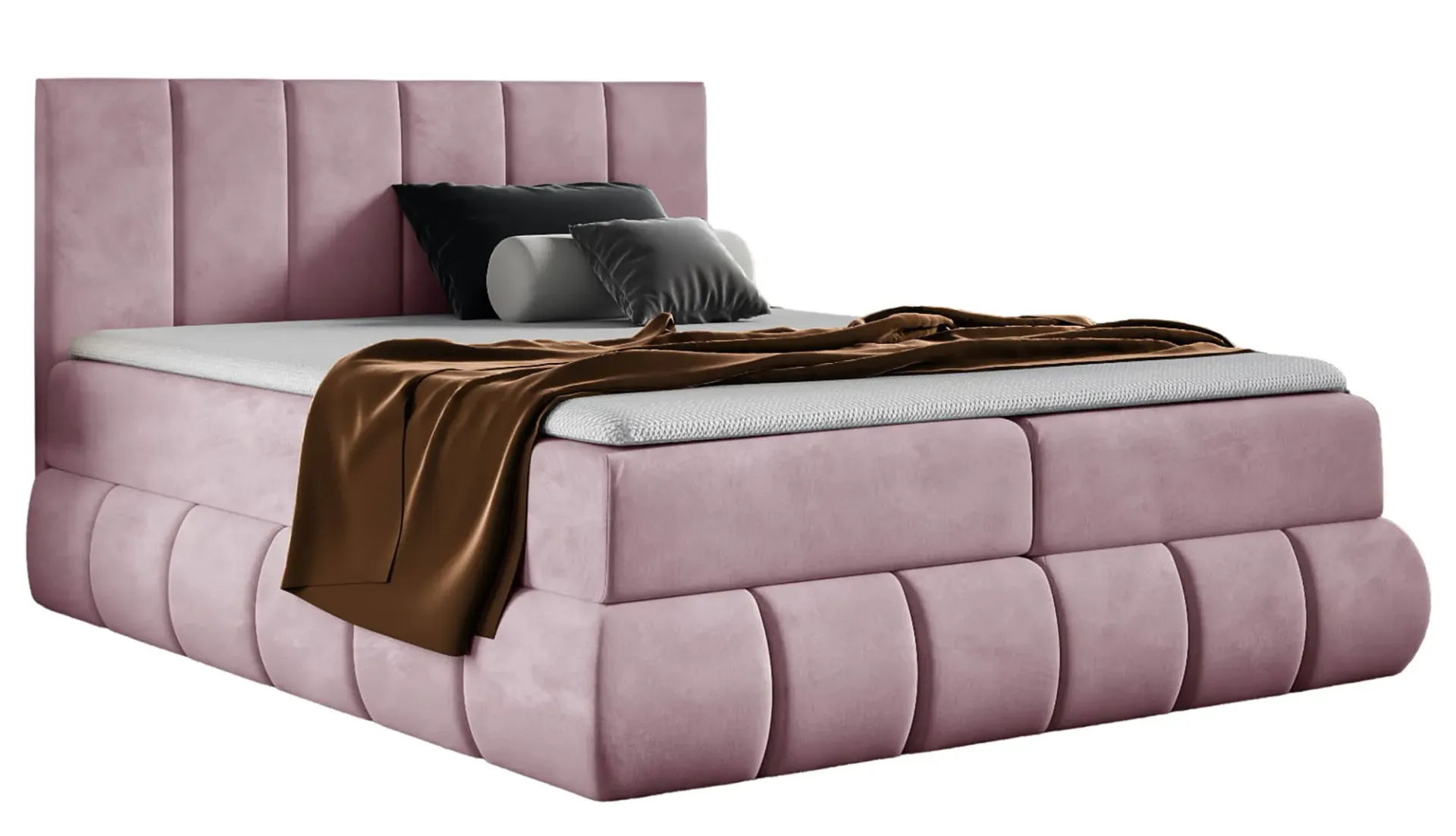 Różowe pikowane łóżko kontynentalne 5 rozmiarów S0-C16