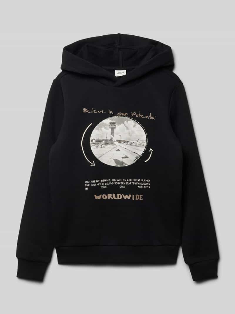 Bluza z kapturem o kroju regular fit z mieszanki bawełny