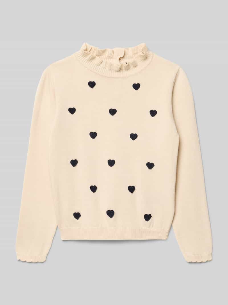 Bluzka z długim rękawem o kroju regular fit z efektem dzianiny