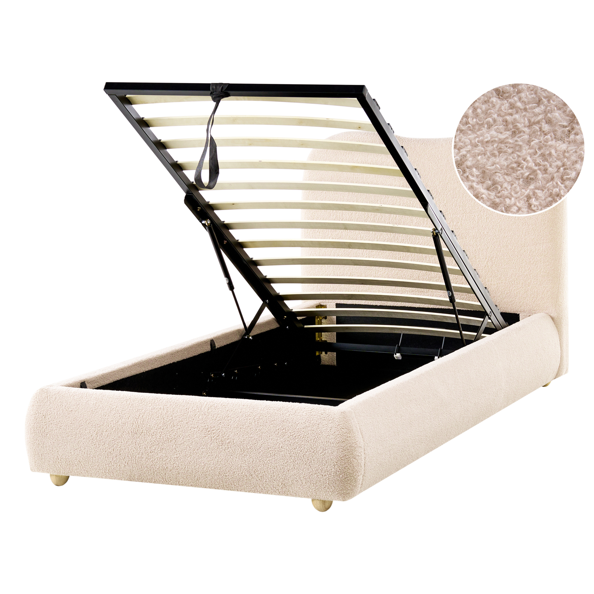 Łóżko z pojemnikiem Boucle BLAGNAC 90 x 200 cm Jasnobeżowy