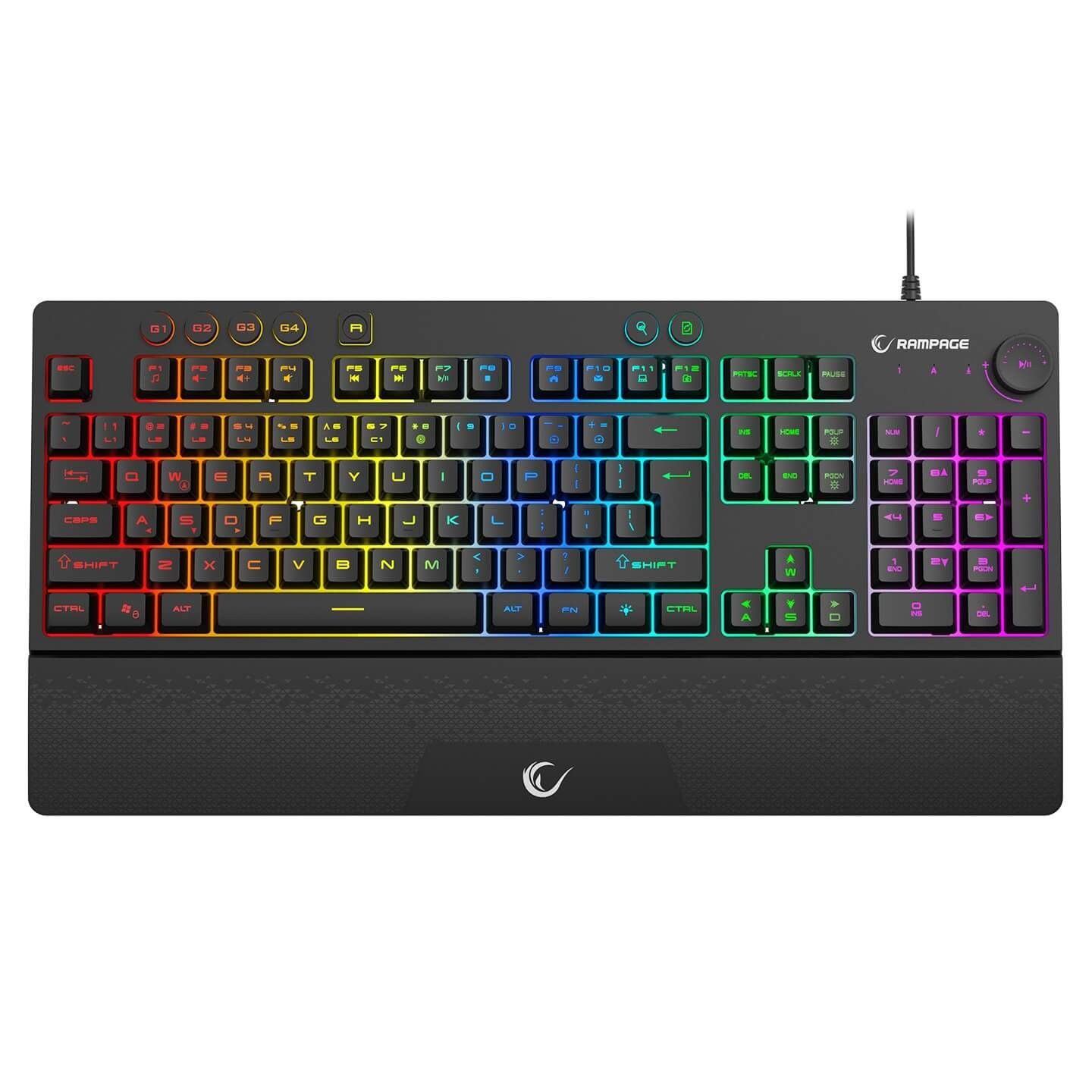 Rampage Simula RGB czarna KB-GX65