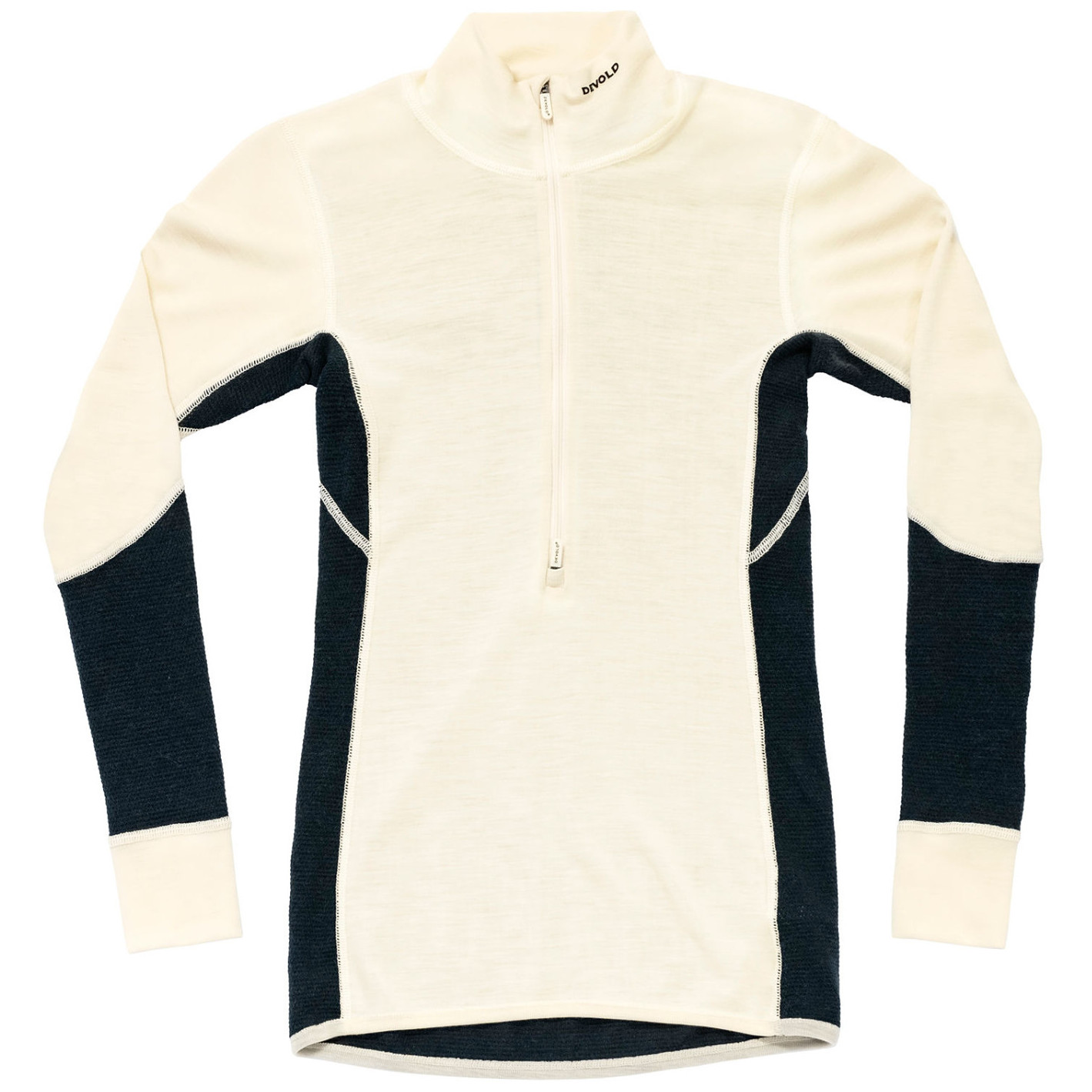 Damski golf Devold Wool Mesh 190 Zip Neck Wmn Rozmiar: XS / Kolor: biały/czarny
