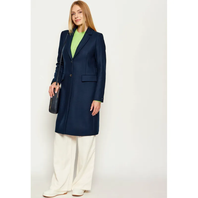 Tommy Hilfiger Wełniany płaszcz | z dodatkiem kaszmiru
