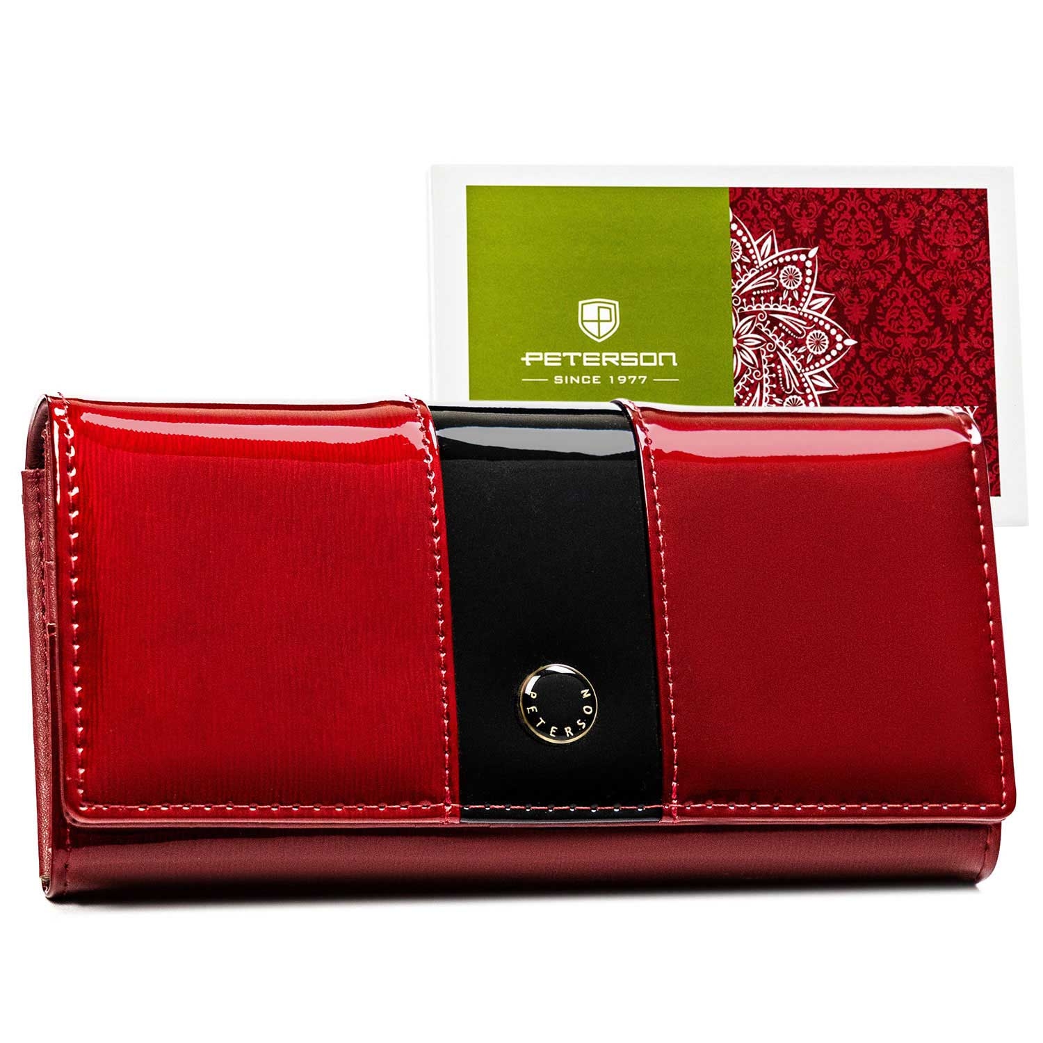 Portfel damski skórzany Peterson, 9,5 x 18,5 x 3,5 cm, RFID, z kieszenią na monety