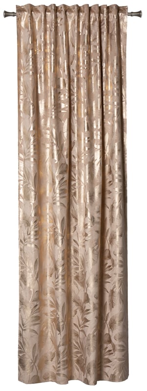 Zasłona Velora Liście beżowo-złota 140 x 260 cm na taśmie