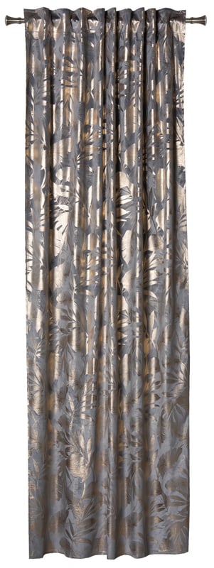 Zasłona Velora Liście szaro-złota 140 x 260 cm na taśmie