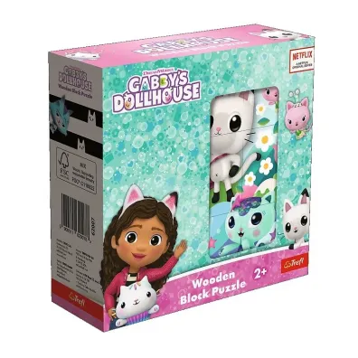 Drewniane klocki puzzle - Koci Domek Gabby Trefl