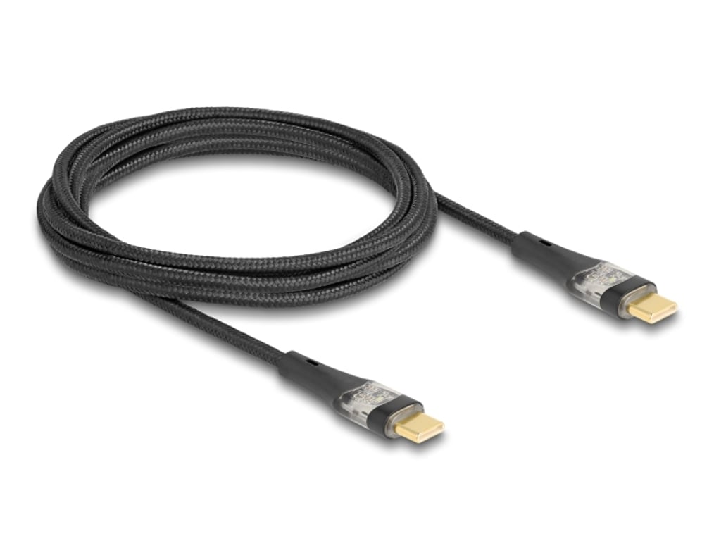 DeLOCK Kabel USB 2.0 do transmisji danych i szybkiego ładowania USB Type-C męski na męski przezroczysty PD 3.0 100 W 2 m