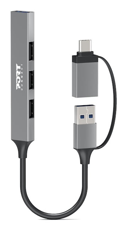 Port Designs 900160 huby i koncentratory USB Type-C 5000 Mbit/s Srebrny